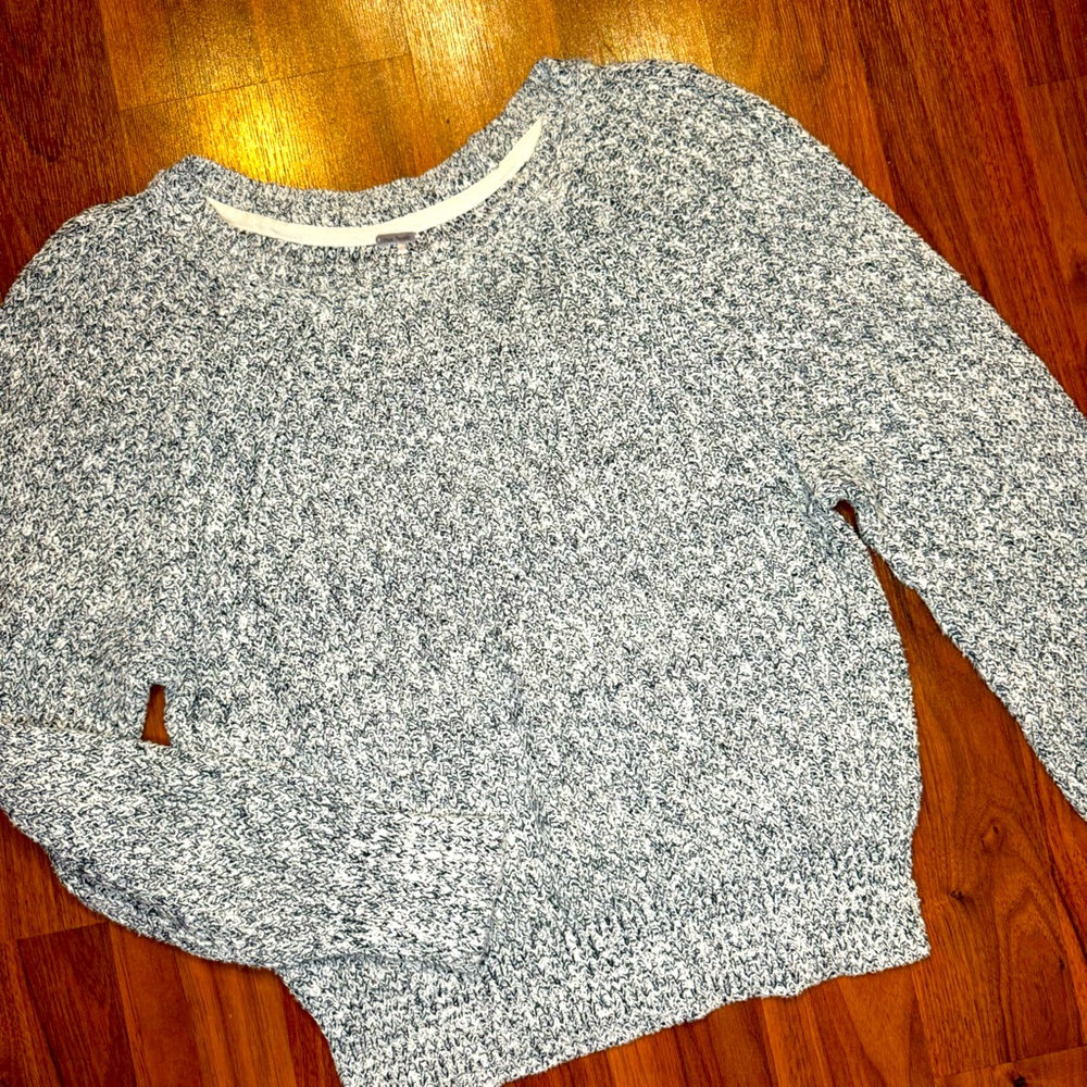 Free People Women’s M Black White Marled Sweater Cotton Linen Blend